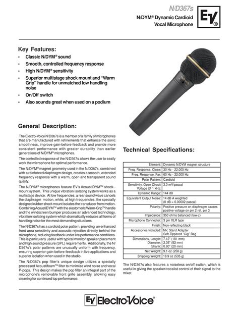 Electro-Voice N/D367s Manual pdf manual